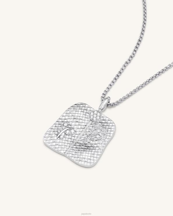 18 Karat Weißgold vergoldet und weißer Zirkon JW PEI Halskette mit Bananenfächer-Anhänger 400P6356