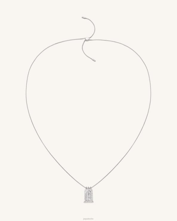 18 Karat Weißgold vergoldet und weißer Zirkon JW PEI Römische Halskette mit kleinem Bogenanhänger 400P6347