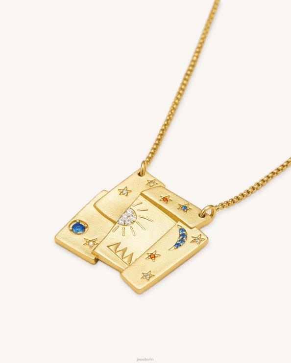 18 Karat vergoldet und mehrfarbiger Zirkon JW PEI Kosmos-Kombinationshalskette 400P6374