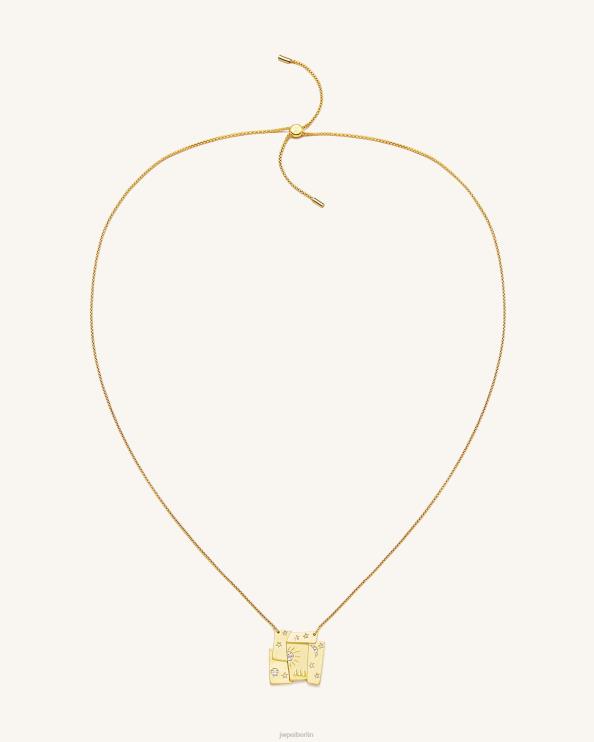 18 Karat vergoldet und weißer Zirkon JW PEI Kosmos-Kombinationshalskette 400P6373