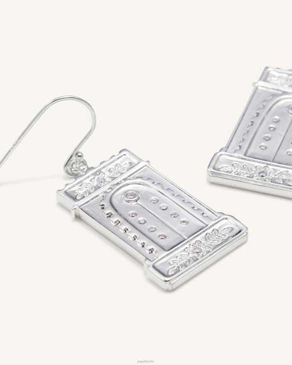 18 Karat Weißgold vergoldet und weißer Zirkon JW PEI römische Bogenohrringe 400P6353