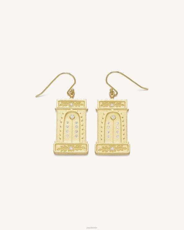 18 Karat vergoldet und weißer Zirkon JW PEI römische Bogenohrringe 400P6351