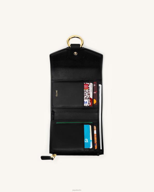 schwarzes genarbtes veganes Leder JW PEI Stella-Geldbörse 400P6285