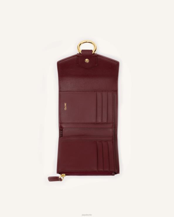 weinrotes genarbtes veganes Leder JW PEI Stella-Geldbörse 400P6297