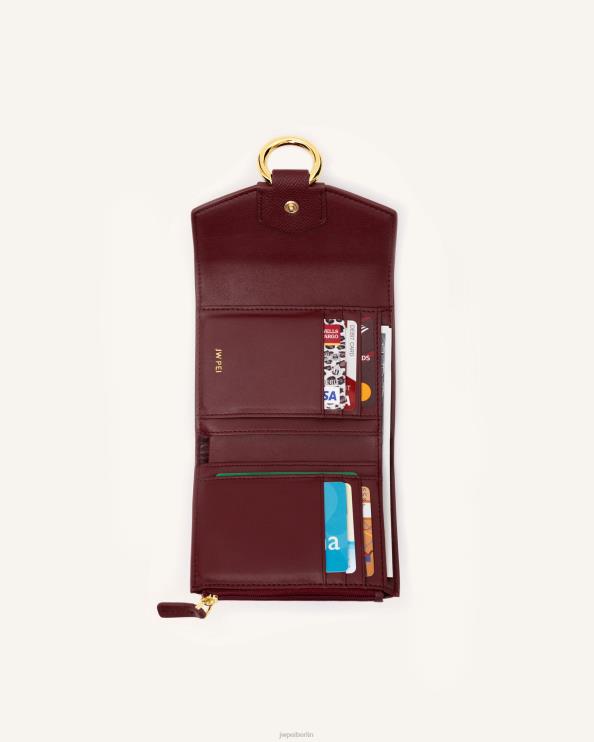 weinrotes genarbtes veganes Leder JW PEI Stella-Geldbörse 400P6297