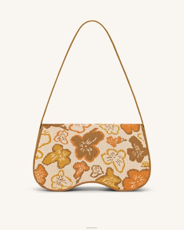 Blumenkollektion - Braun & Orange & Beige JW PEI Becci gestrickte Umhängetasche 400P6149