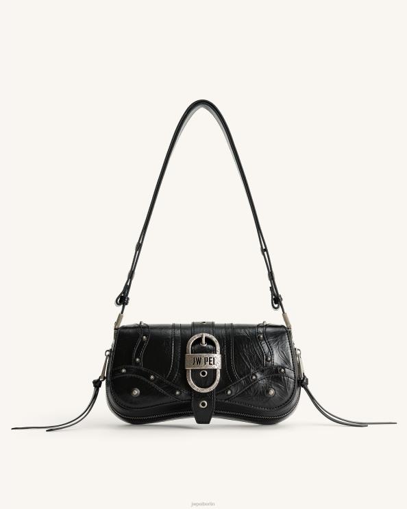 Schwarz JW PEI „Joy“-Schultertasche im Crushed-Look 400P6159