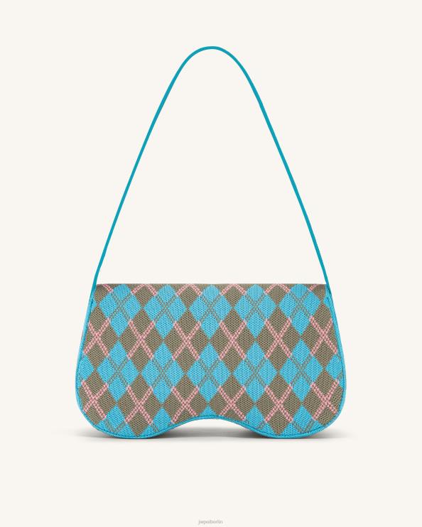 Seeblau & Graugrün & Rosa JW PEI Becci gestrickte Umhängetasche 400P6151