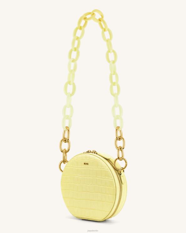 hellgelbes Krokodil JW PEI Luna-Umhängetasche mit Acrylkette und Kreisverlauf und Farbverlauf 400P674