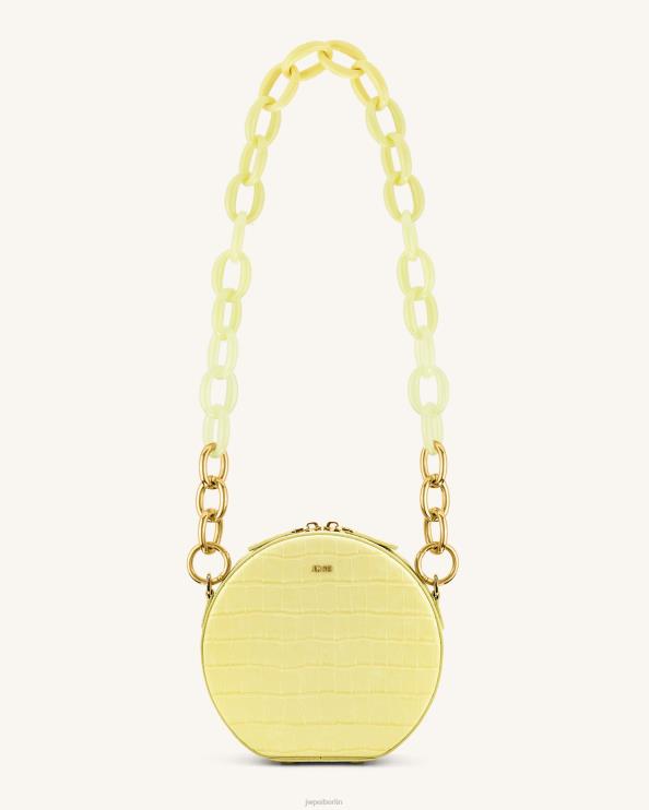 hellgelbes Krokodil JW PEI Luna-Umhängetasche mit Acrylkette und Kreisverlauf und Farbverlauf 400P674