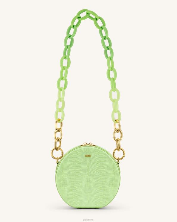 lindgrüne Eidechse JW PEI Luna-Umhängetasche mit Acrylkette und Kreisverlauf und Farbverlauf 400P666