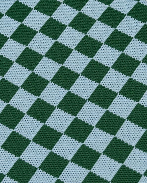 Dunkelgrün und Eis JW PEI Gestrickte Einkaufstasche mit Shea-Schachbrettmuster 400P6243