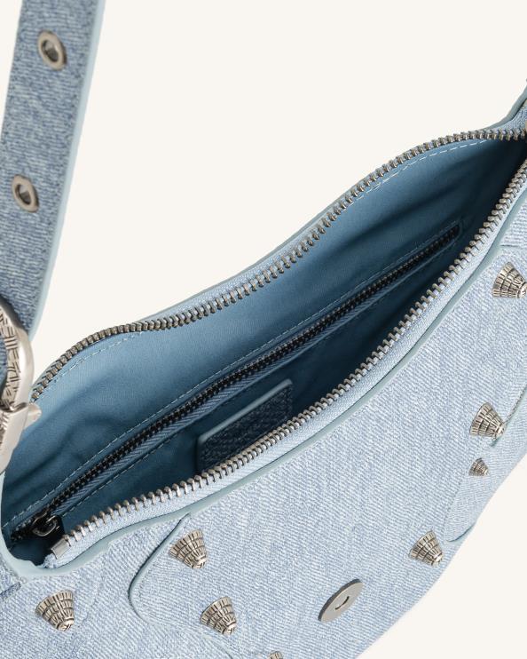 Blau JW PEI Tessa Denim-Umhängetasche mit Prägung 400P653