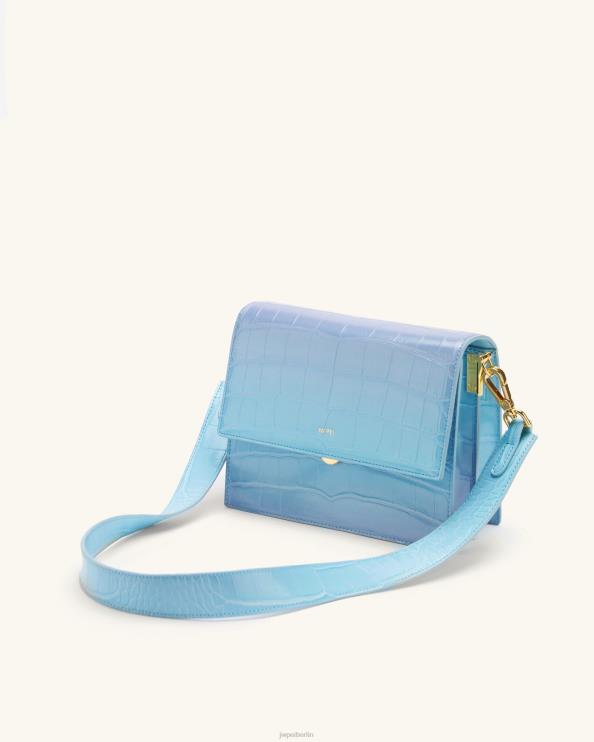 Krokodil mit Farbverlauf in Blau und Lila JW PEI Mini-Crossbody mit Klappe 400P642