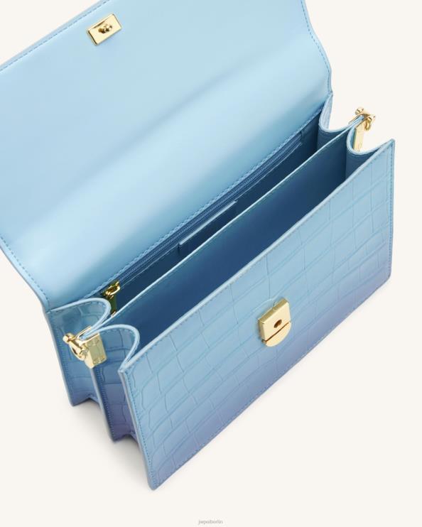 Krokodil mit Farbverlauf in Blau und Lila JW PEI Mini-Crossbody mit Klappe 400P642
